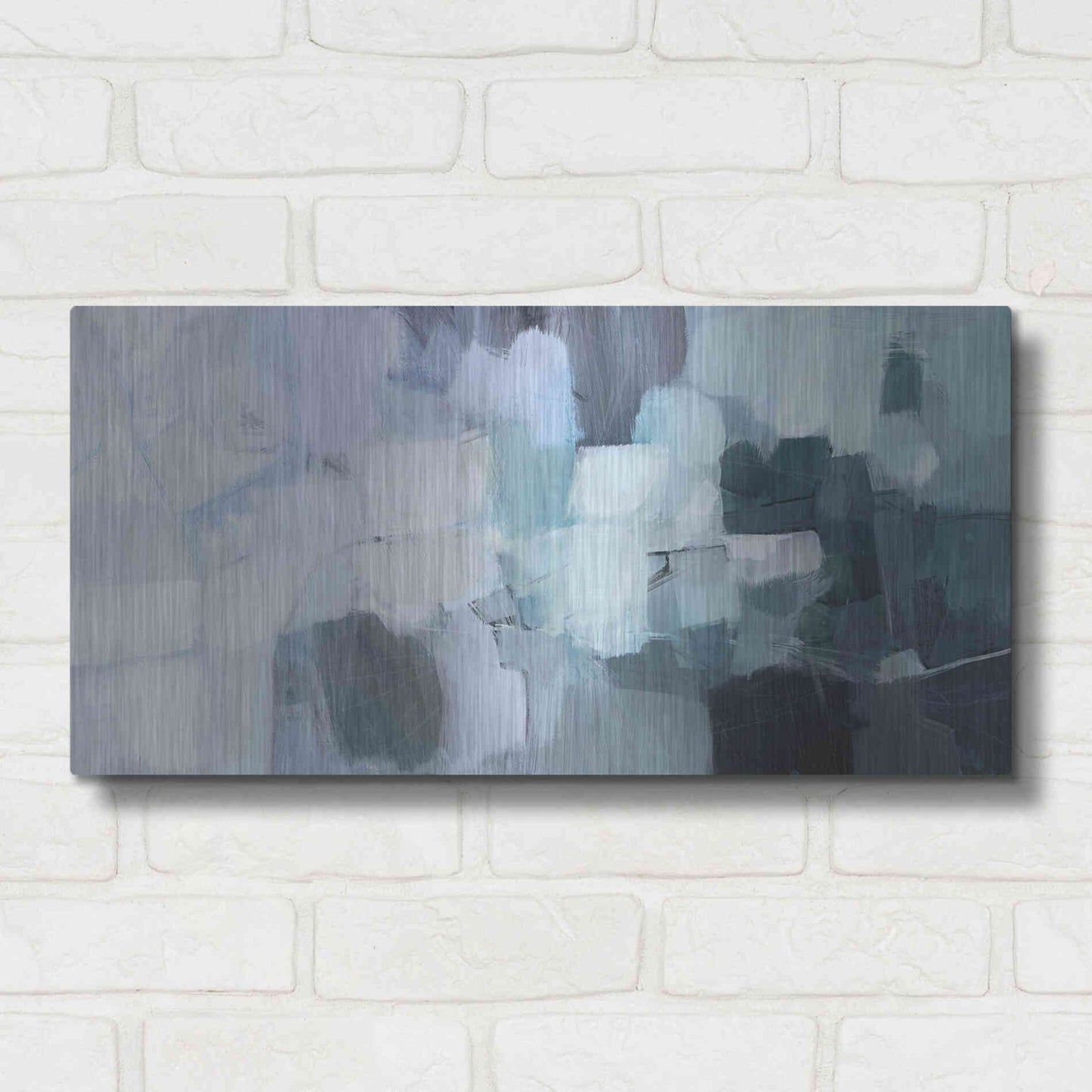 Luxe Metal Art 'Blue Deluge II' by Victoria Borges Metal Wall Art,24x12