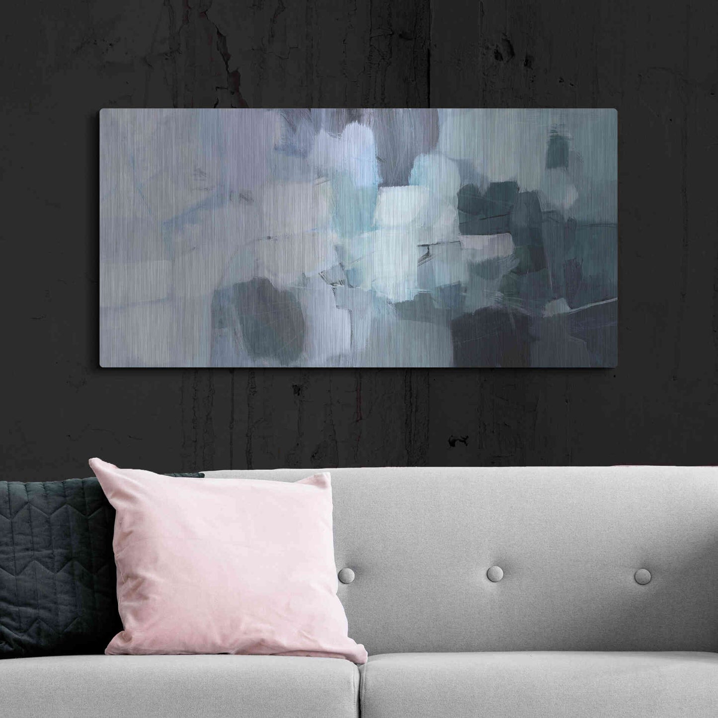 Luxe Metal Art 'Blue Deluge II' by Victoria Borges Metal Wall Art,48x24