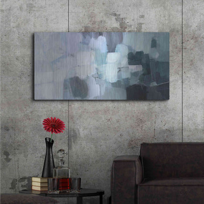 Luxe Metal Art 'Blue Deluge II' by Victoria Borges Metal Wall Art,48x24