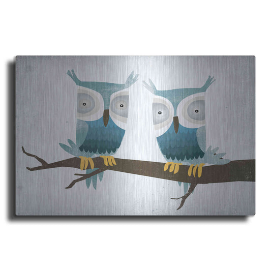 Luxe Metal Art 'Tan Owls Bright' by Ryan Fowler, Metal Wall Art