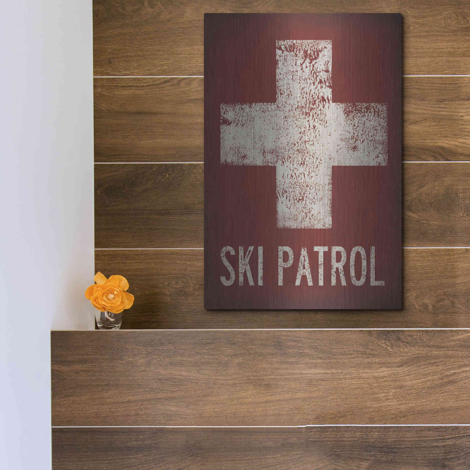 Luxe Metal Art 'Ski Patrol' by Ryan Fowler, Metal Wall Art,12x16