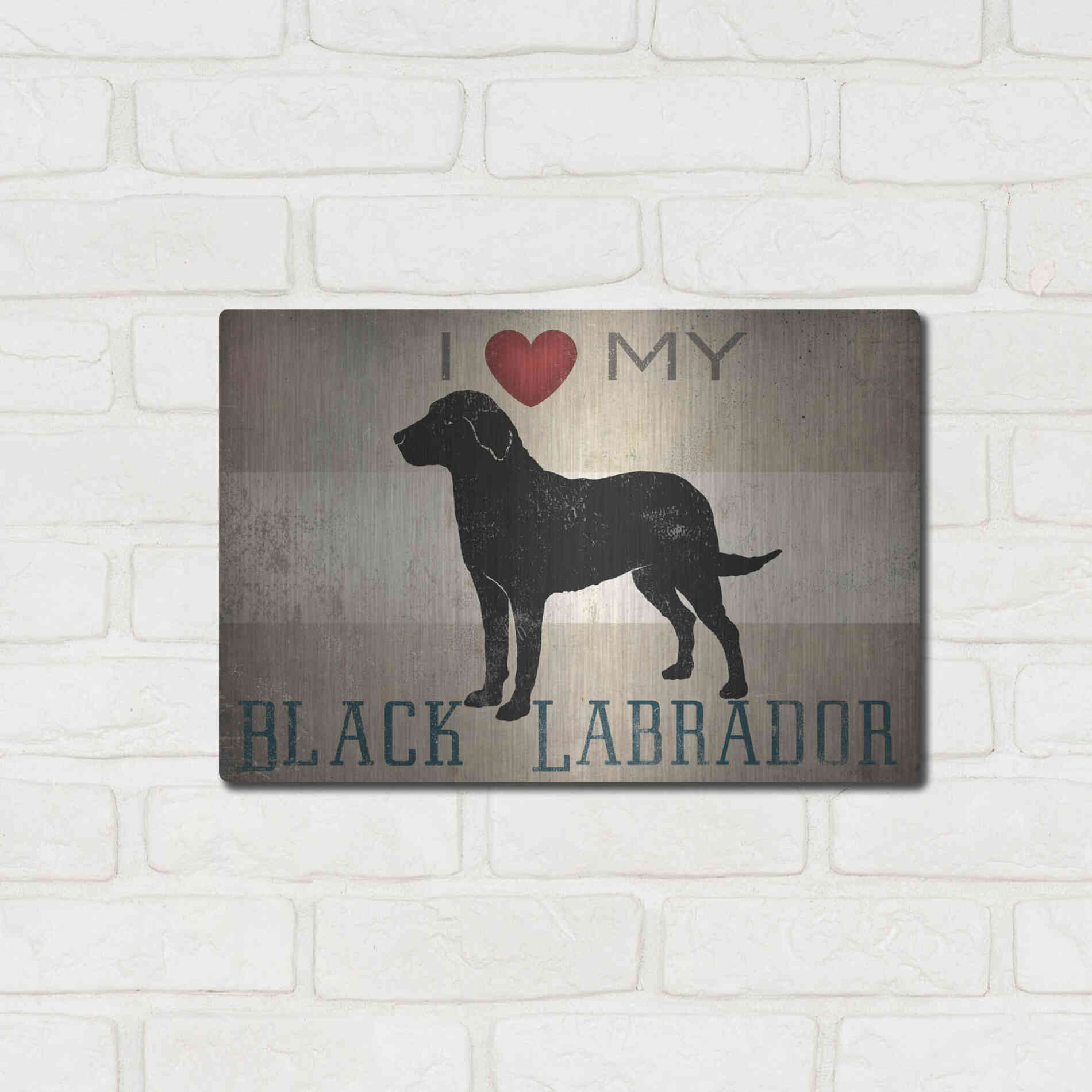 Luxe Metal Art 'Labrador Love I' by Ryan Fowler, Metal Wall Art,16x12