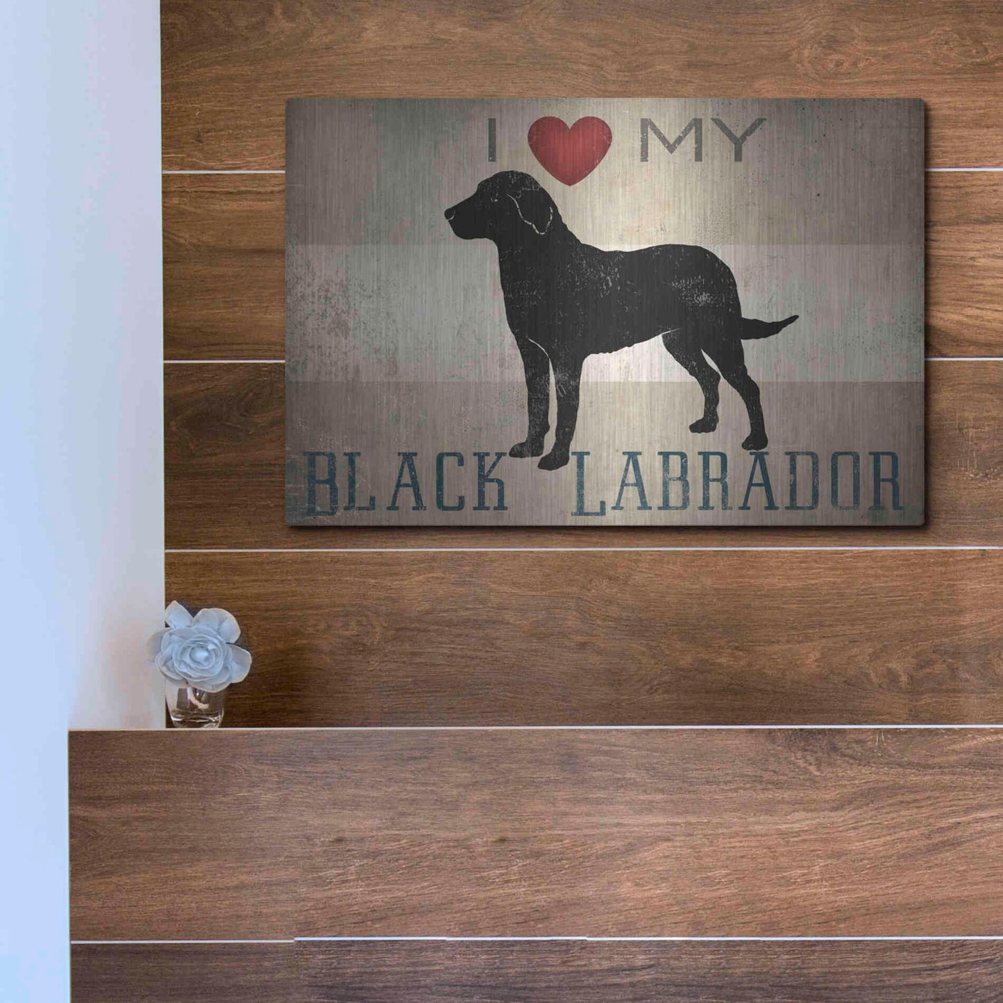 Luxe Metal Art 'Labrador Love I' by Ryan Fowler, Metal Wall Art,16x12