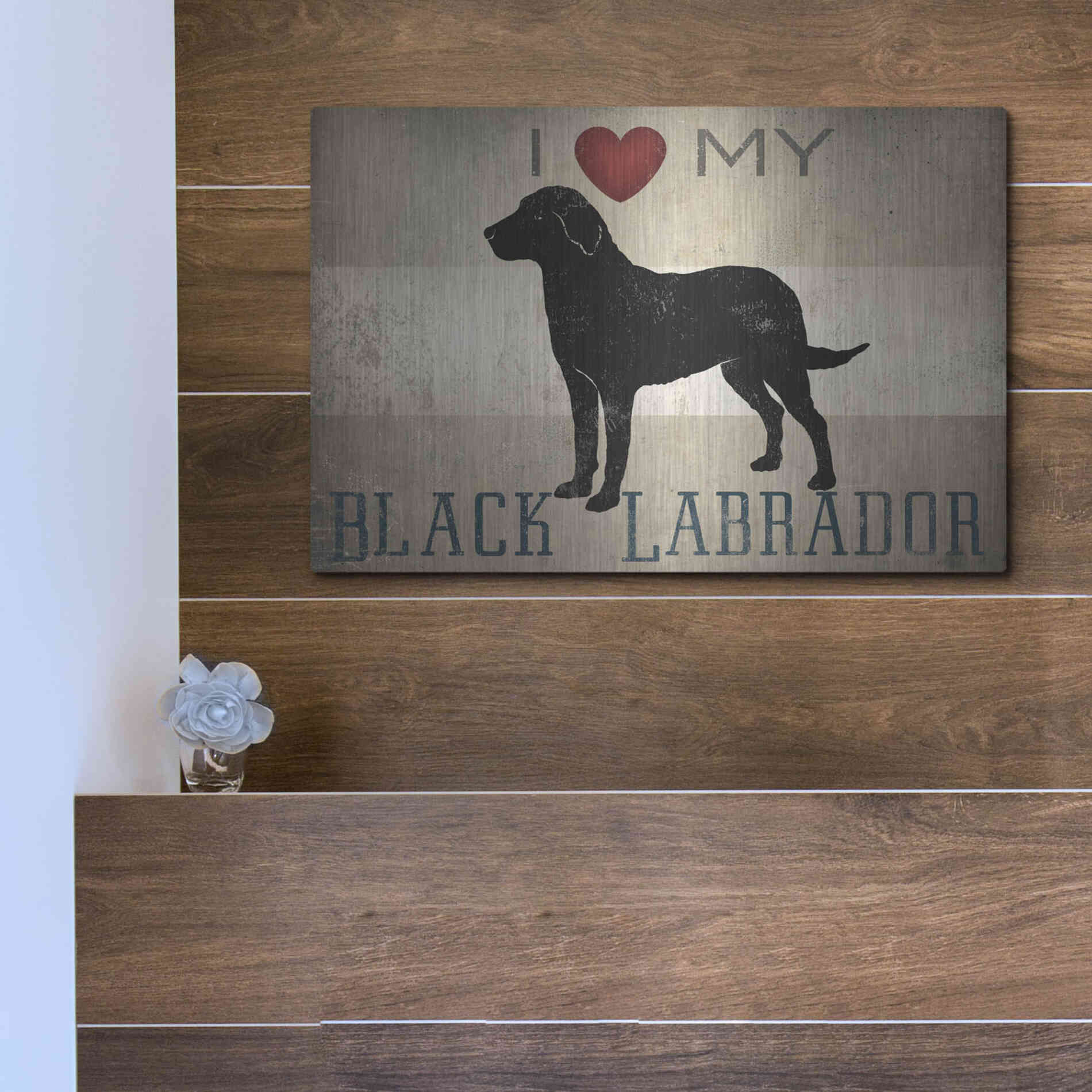 Luxe Metal Art 'Labrador Love I' by Ryan Fowler, Metal Wall Art,16x12