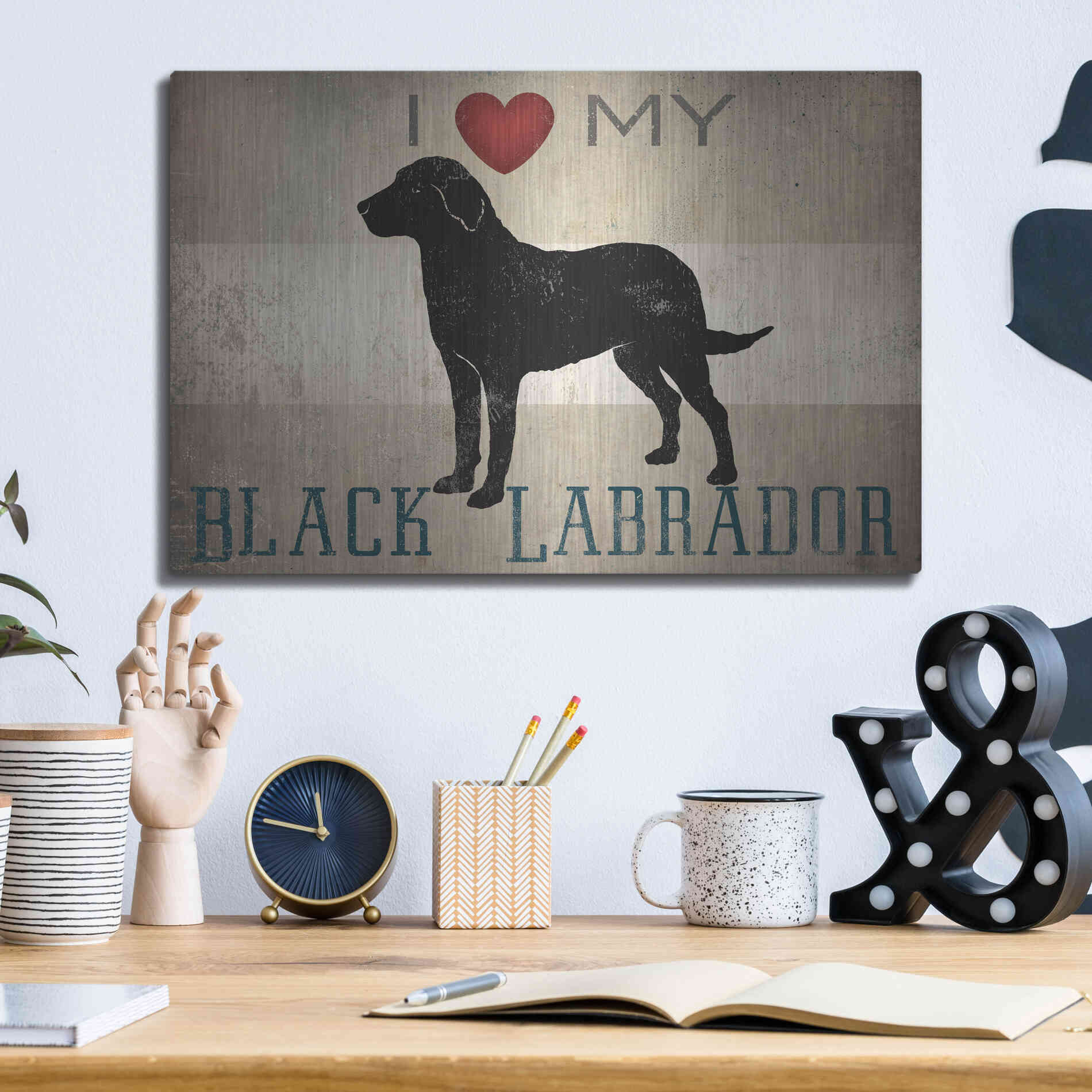 Luxe Metal Art 'Labrador Love I' by Ryan Fowler, Metal Wall Art,16x12