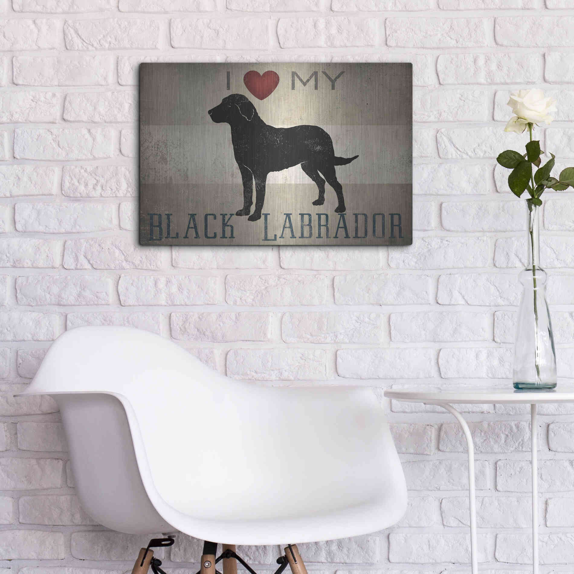Luxe Metal Art 'Labrador Love I' by Ryan Fowler, Metal Wall Art,24x16