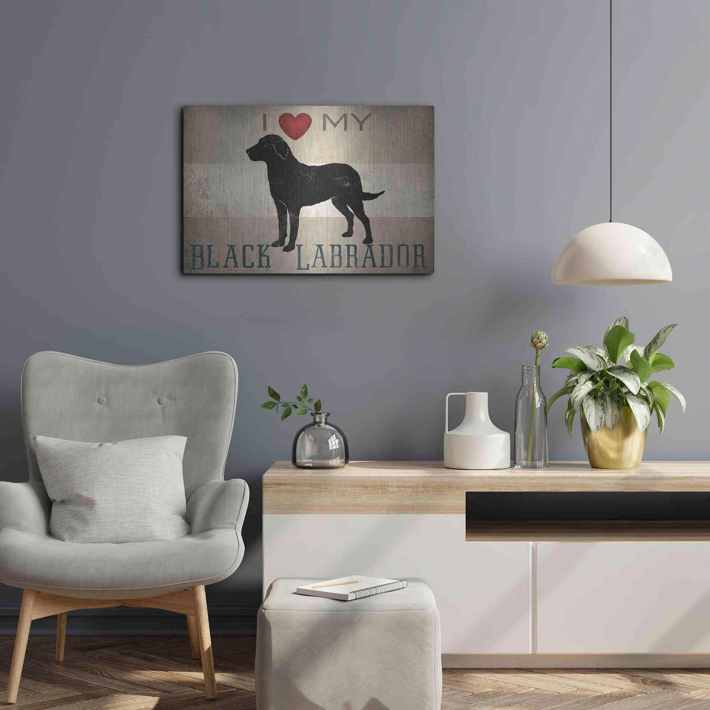 Luxe Metal Art 'Labrador Love I' by Ryan Fowler, Metal Wall Art,24x16