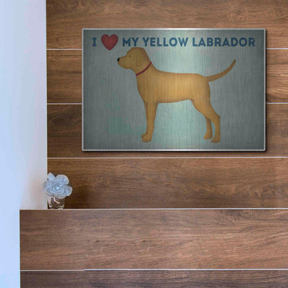 Luxe Metal Art 'Golden Dog Love I' by Ryan Fowler, Metal Wall Art,16x12