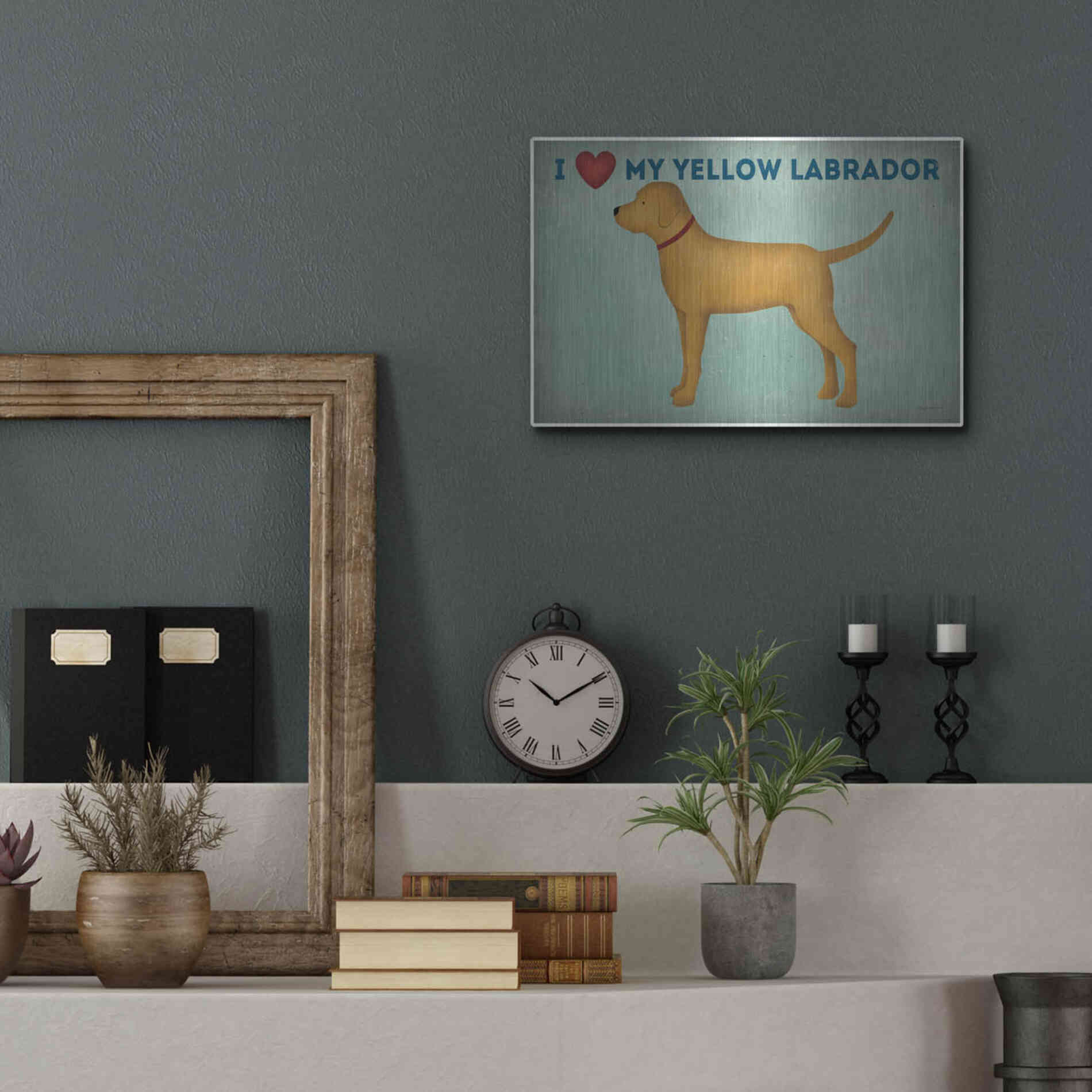 Luxe Metal Art 'Golden Dog Love I' by Ryan Fowler, Metal Wall Art,16x12