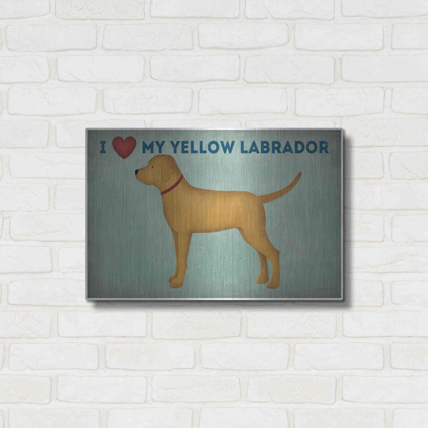Luxe Metal Art 'Golden Dog Love I' by Ryan Fowler, Metal Wall Art,24x16