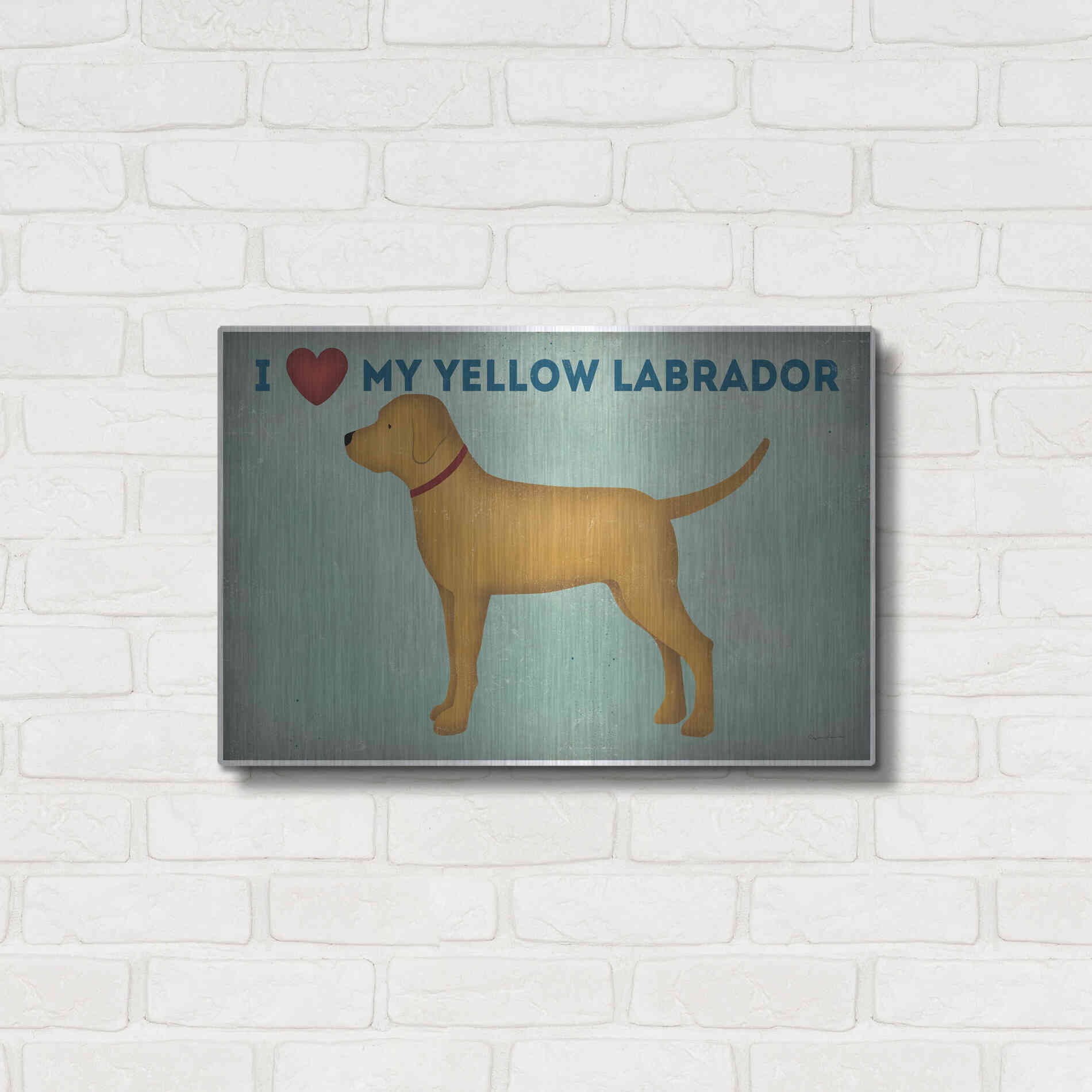 Luxe Metal Art 'Golden Dog Love I' by Ryan Fowler, Metal Wall Art,24x16