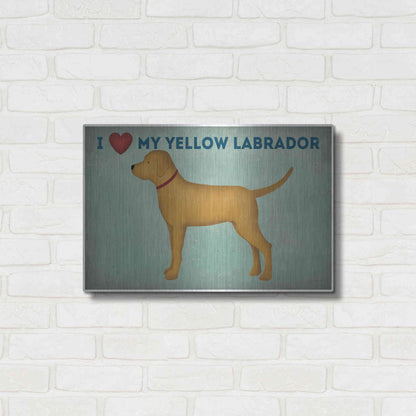 Luxe Metal Art 'Golden Dog Love I' by Ryan Fowler, Metal Wall Art,24x16