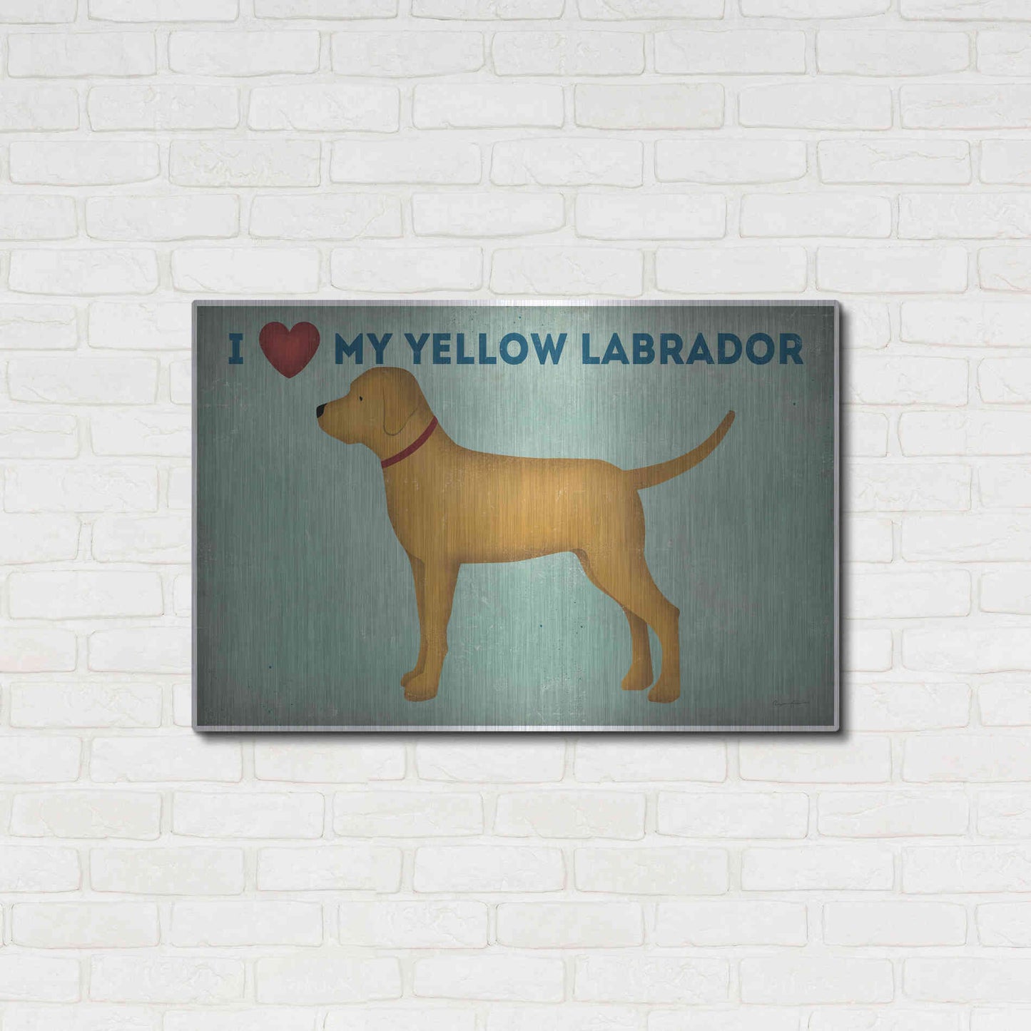Luxe Metal Art 'Golden Dog Love I' by Ryan Fowler, Metal Wall Art,36x24