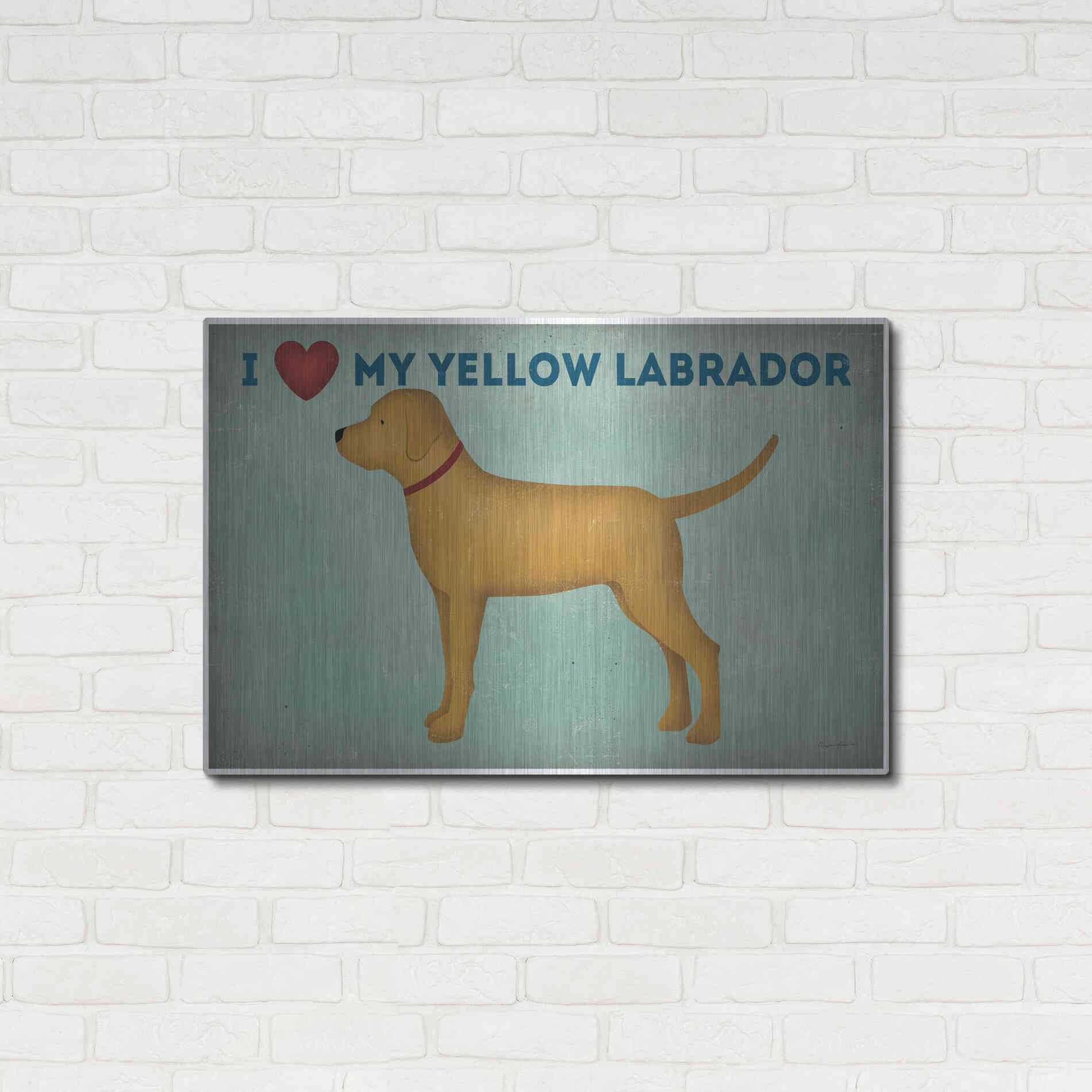 Luxe Metal Art 'Golden Dog Love I' by Ryan Fowler, Metal Wall Art,36x24