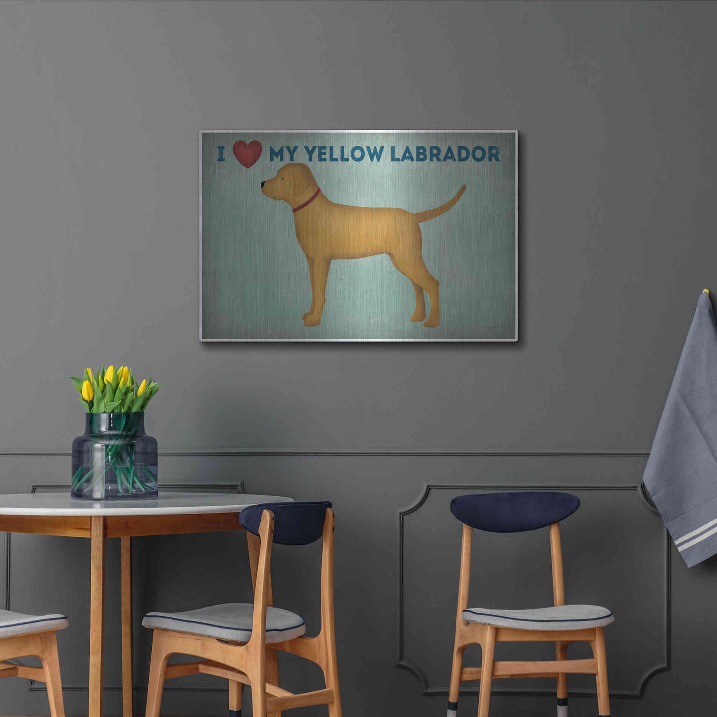 Luxe Metal Art 'Golden Dog Love I' by Ryan Fowler, Metal Wall Art,36x24