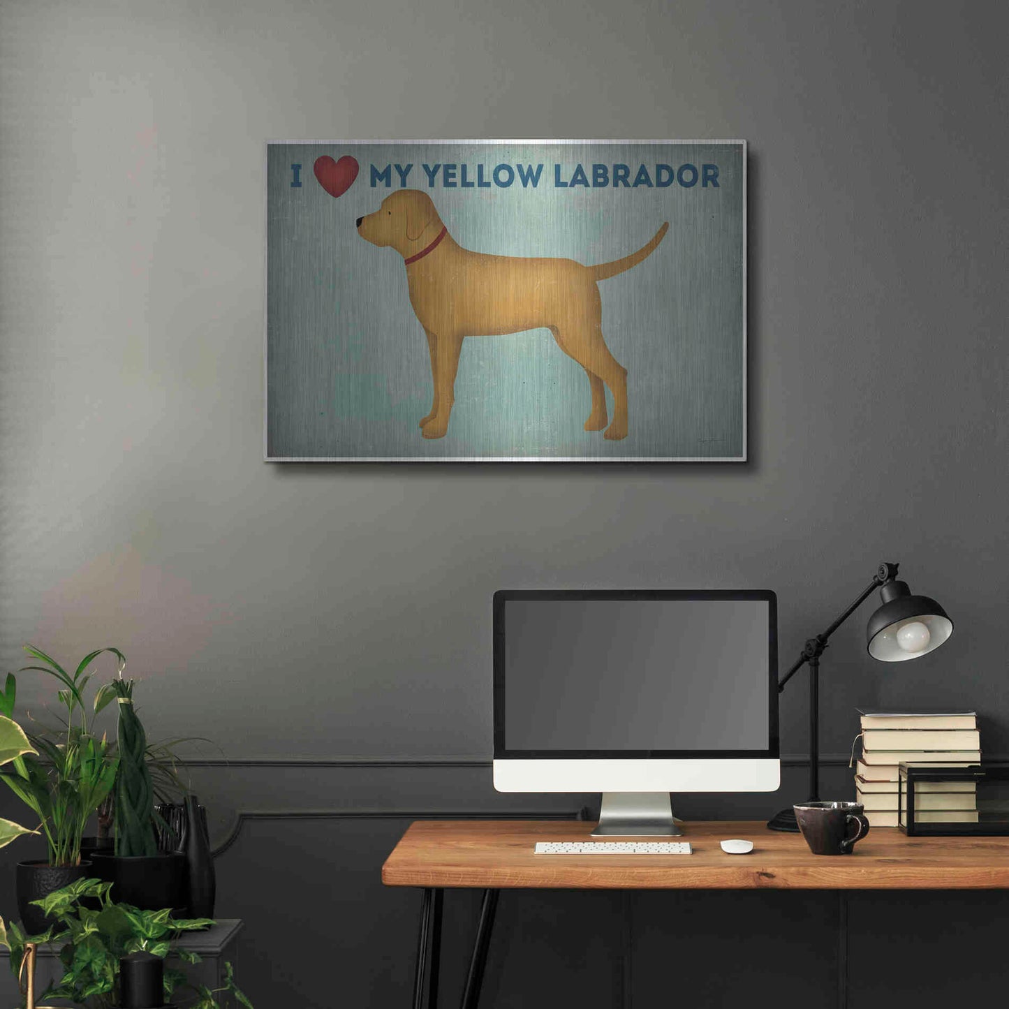 Luxe Metal Art 'Golden Dog Love I' by Ryan Fowler, Metal Wall Art,36x24