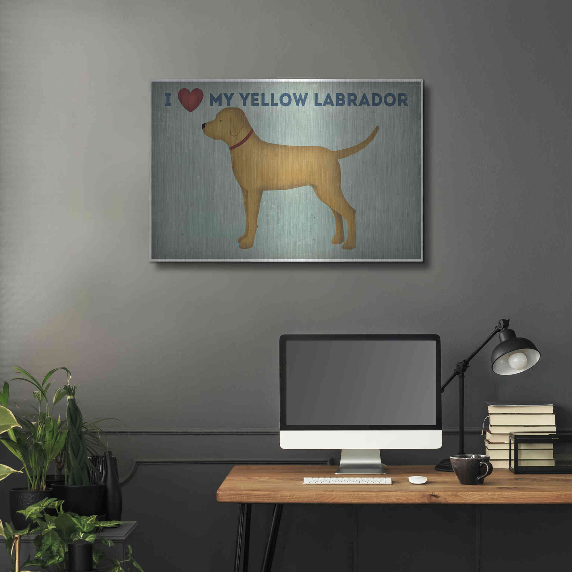 Luxe Metal Art 'Golden Dog Love I' by Ryan Fowler, Metal Wall Art,36x24