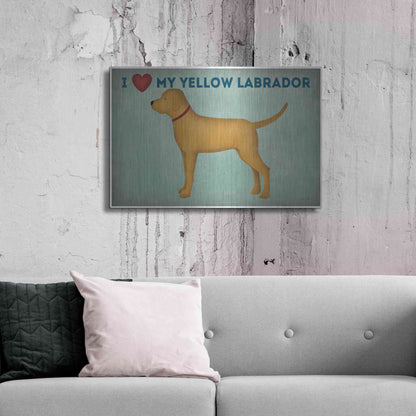 Luxe Metal Art 'Golden Dog Love I' by Ryan Fowler, Metal Wall Art,36x24