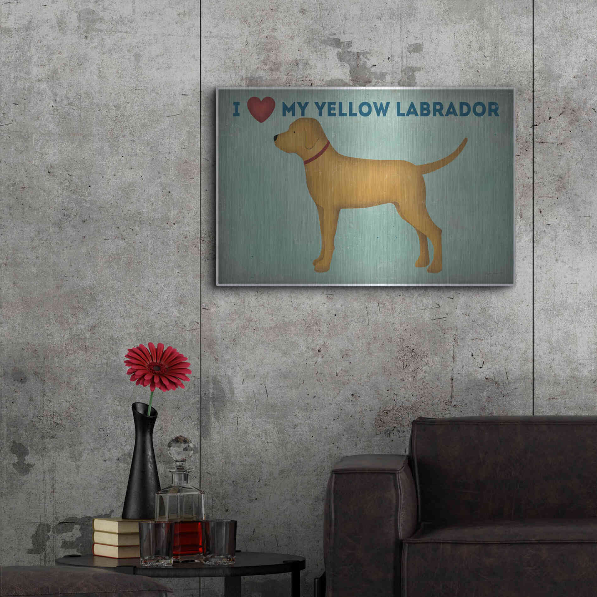 Luxe Metal Art 'Golden Dog Love I' by Ryan Fowler, Metal Wall Art,36x24