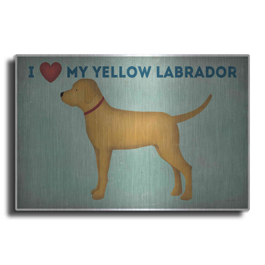 Luxe Metal Art 'Golden Dog Love I' by Ryan Fowler, Metal Wall Art