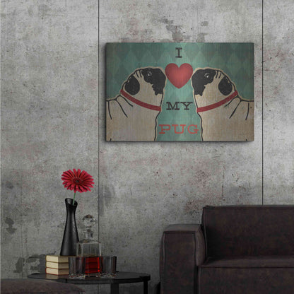 Luxe Metal Art 'Pug and Pug - I Love My Pug' by Ryan Fowler, Metal Wall Art,36x24