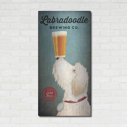 Luxe Metal Art 'Labradoodle Brewing' by Ryan Fowler, Metal Wall Art,24x48