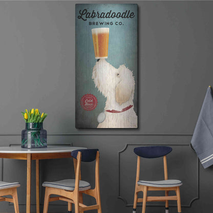 Luxe Metal Art 'Labradoodle Brewing' by Ryan Fowler, Metal Wall Art,24x48