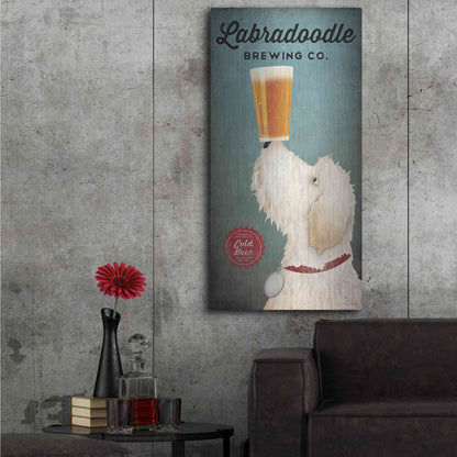 Luxe Metal Art 'Labradoodle Brewing' by Ryan Fowler, Metal Wall Art,24x48