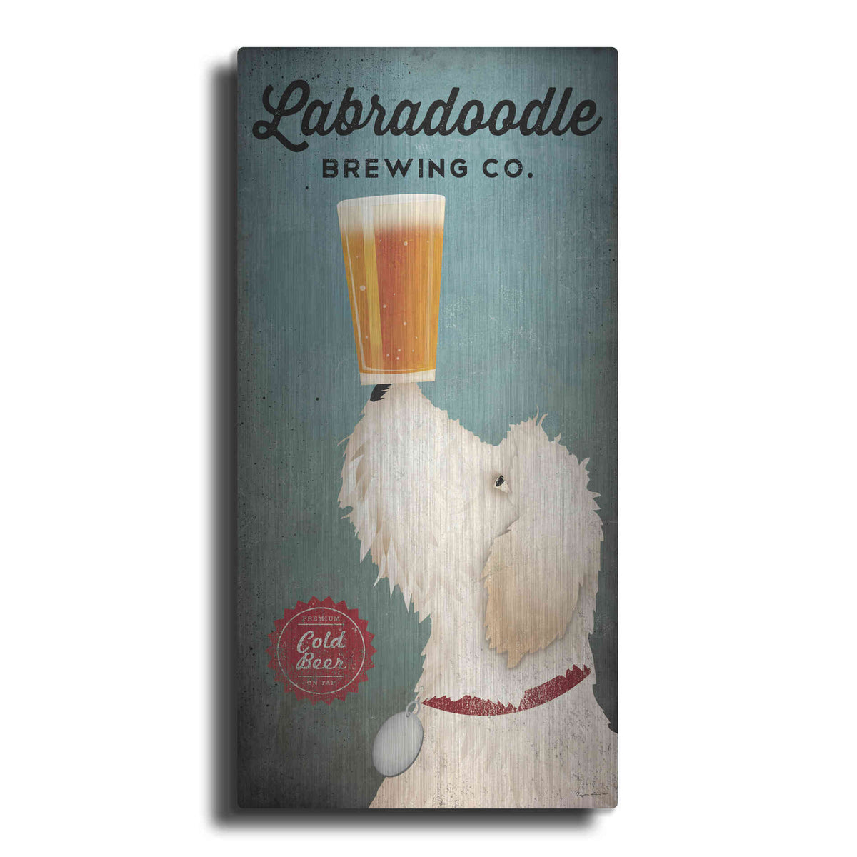 Luxe Metal Art 'Labradoodle Brewing' by Ryan Fowler, Metal Wall Art