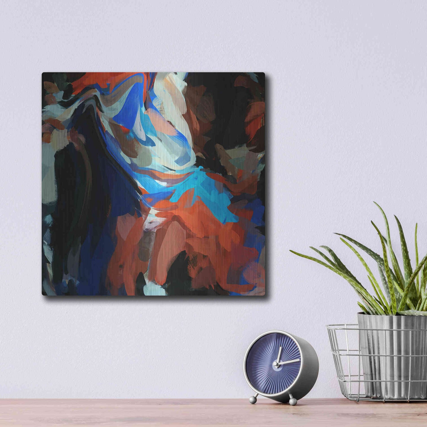 Luxe Metal Art 'Inverted Abstract Colorful Flows 12' by Irena Orlov Metal Wall Art,12x12