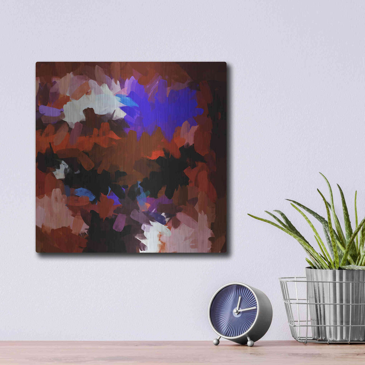 Luxe Metal Art 'Inverted Abstract Colorful Flows 15' by Irena Orlov Metal Wall Art,12x12