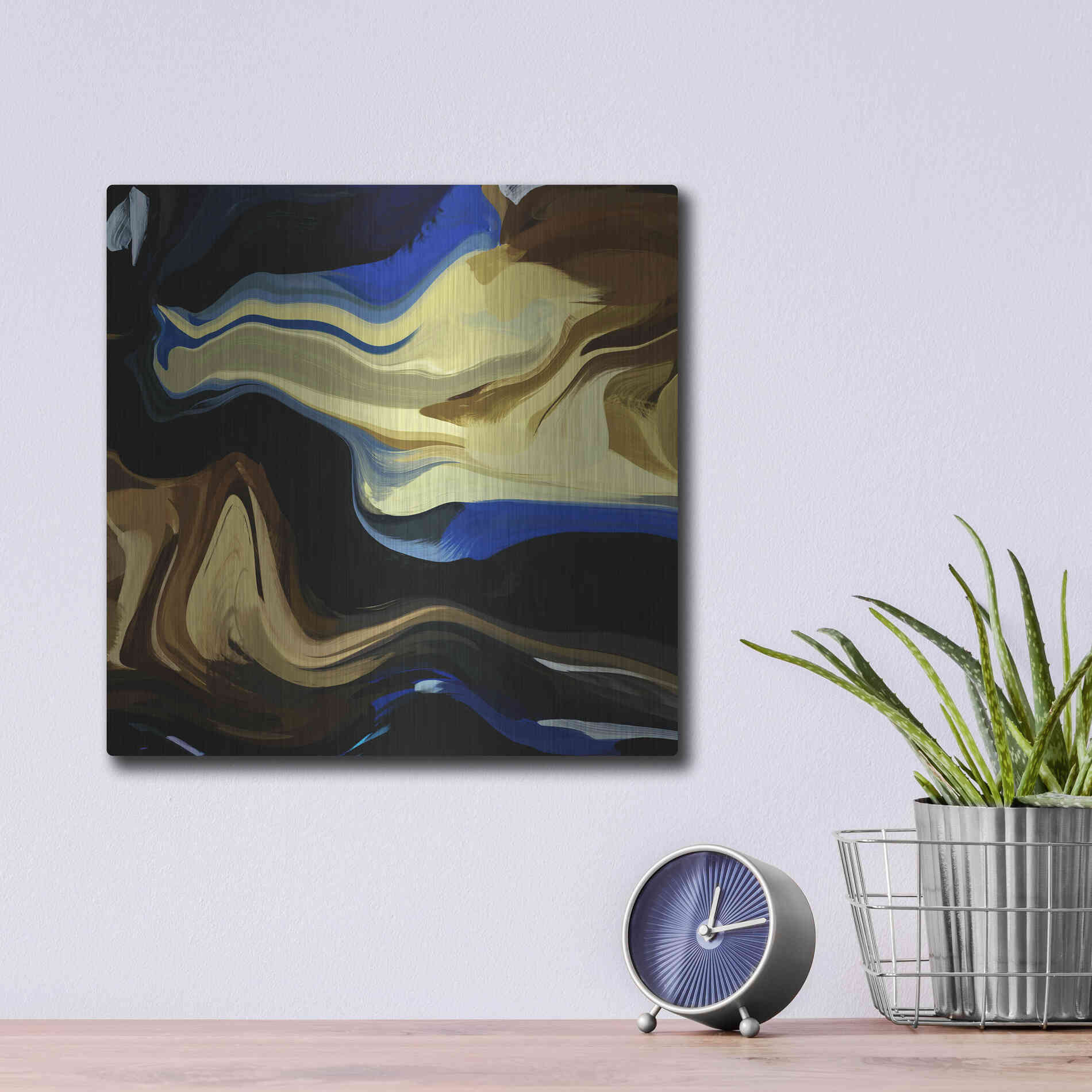 Luxe Metal Art 'Inverted Abstract Colorful Flows 16' by Irena Orlov Metal Wall Art,12x12