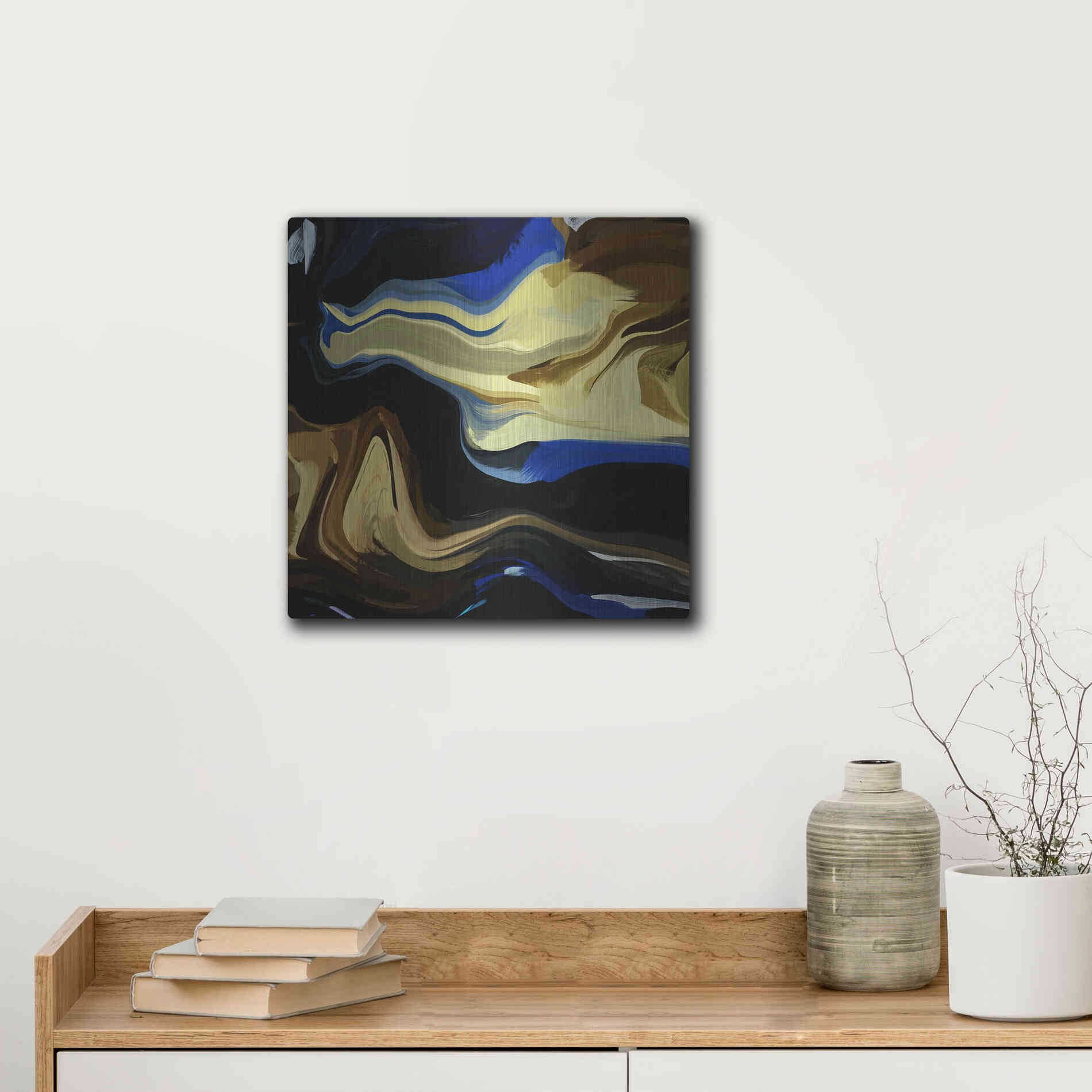 Luxe Metal Art 'Inverted Abstract Colorful Flows 16' by Irena Orlov Metal Wall Art,12x12