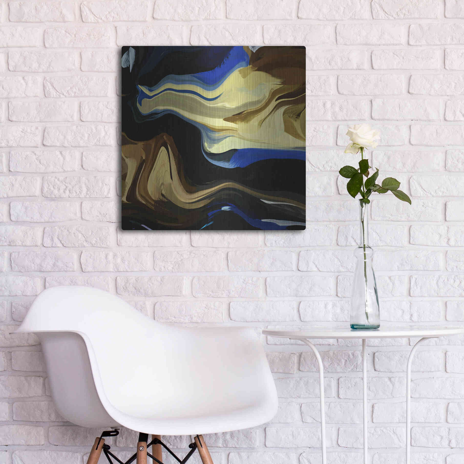 Luxe Metal Art 'Inverted Abstract Colorful Flows 16' by Irena Orlov Metal Wall Art,24x24