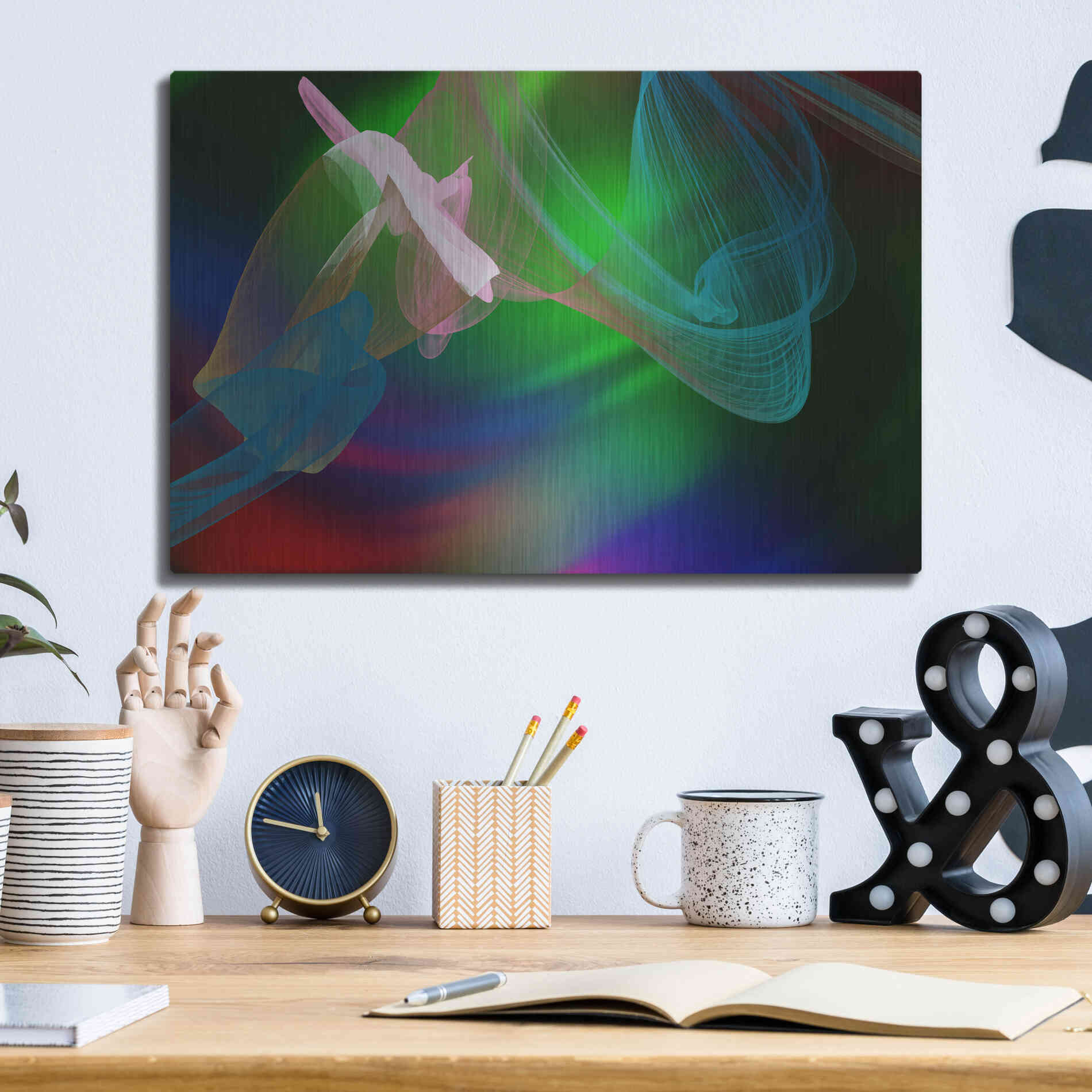 Luxe Metal Art 'Inverted Color In The Lines 2' by Irena Orlov Metal Wall Art,16x12