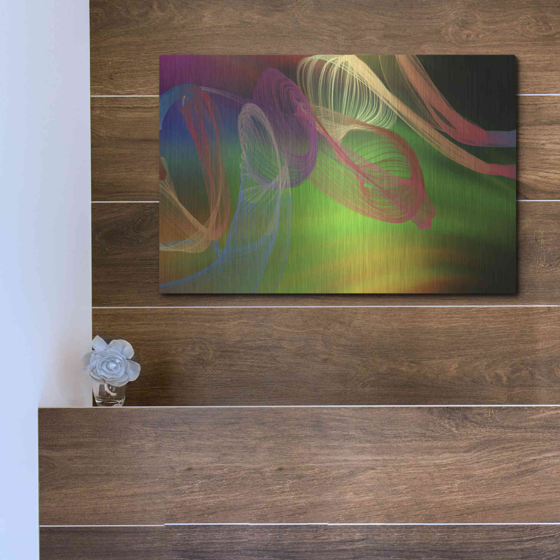 Luxe Metal Art 'Inverted Color In The Lines 3' by Irena Orlov Metal Wall Art,16x12