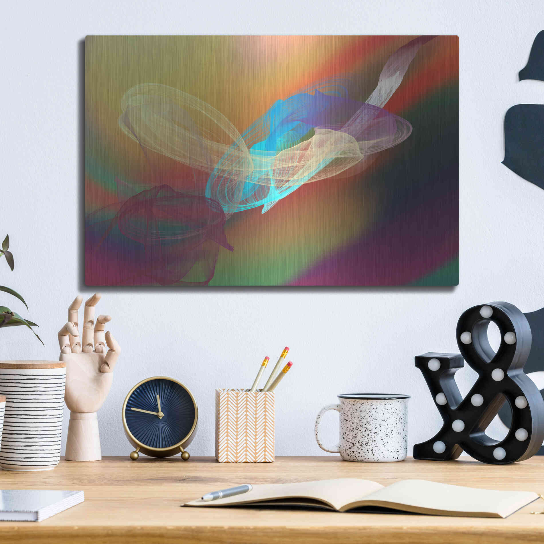 Luxe Metal Art 'Inverted Color In The Lines 6' by Irena Orlov Metal Wall Art,16x12