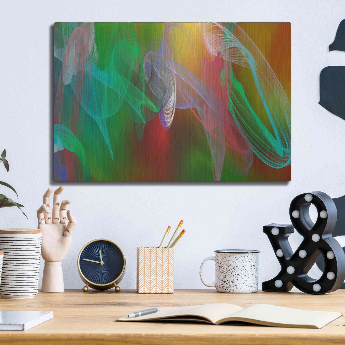 Luxe Metal Art 'Inverted Color In The Lines 7' by Irena Orlov Metal Wall Art,16x12
