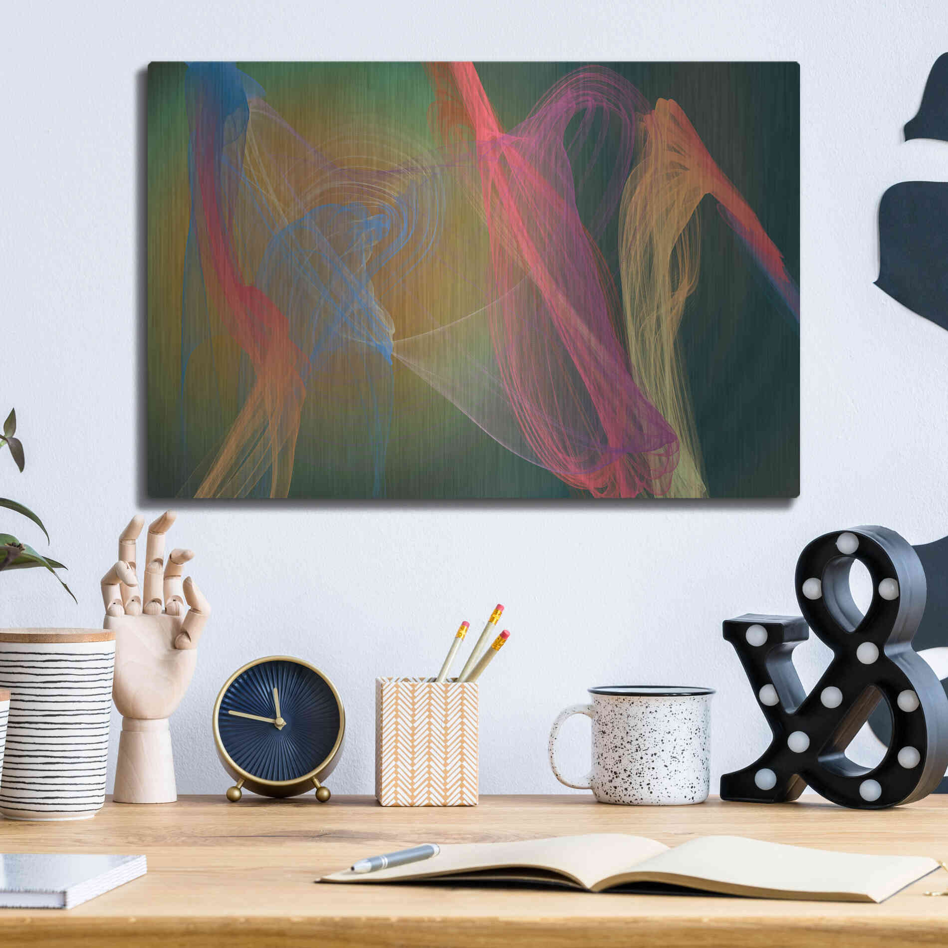 Luxe Metal Art 'Inverted Color In The Lines 9' by Irena Orlov Metal Wall Art,16x12