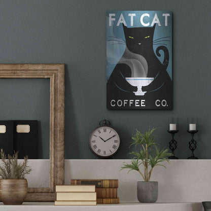 Luxe Metal Art 'Cat Coffee no City' by Ryan Fowler, Metal Wall Art,12x16