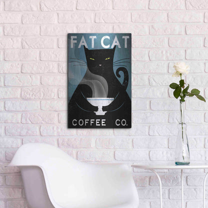 Luxe Metal Art 'Cat Coffee no City' by Ryan Fowler, Metal Wall Art,16x24