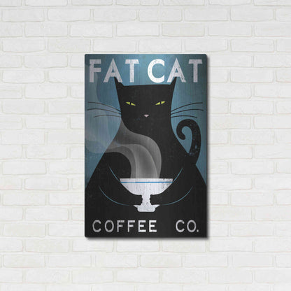 Luxe Metal Art 'Cat Coffee no City' by Ryan Fowler, Metal Wall Art,24x36