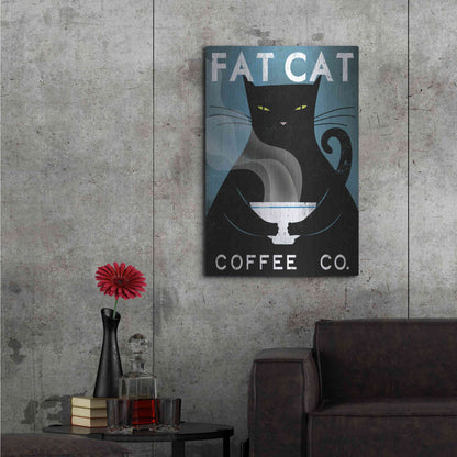 Luxe Metal Art 'Cat Coffee no City' by Ryan Fowler, Metal Wall Art,24x36