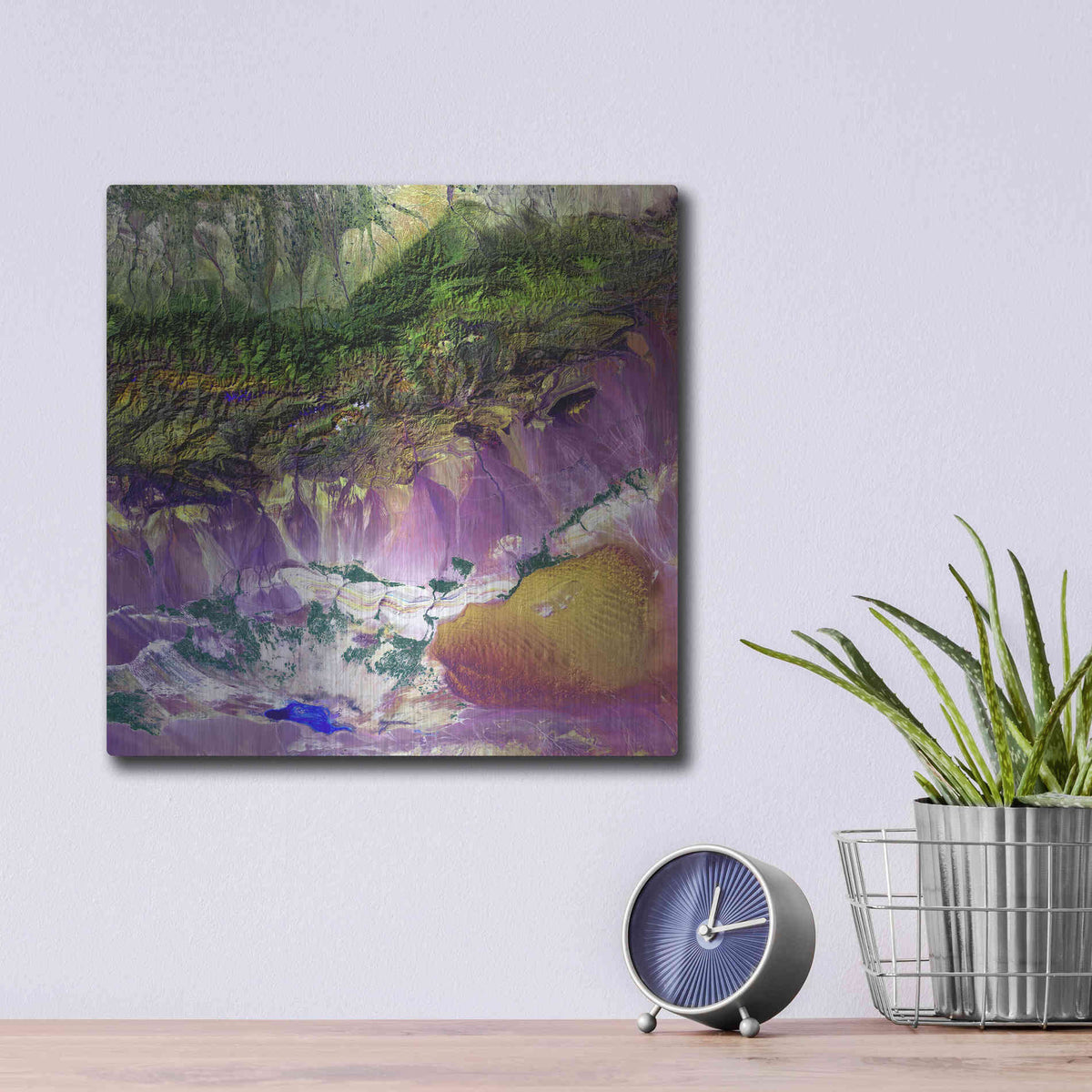 Luxe Metal Art 'Earth As Art: Bogda Mountains' Metal Wall Art,12x12