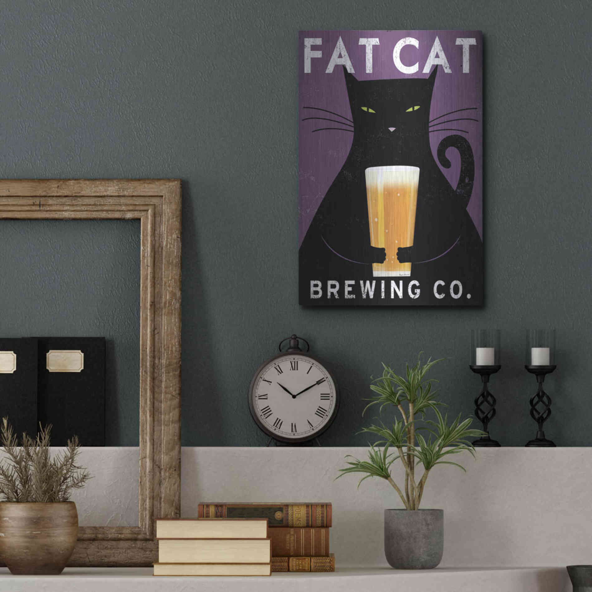 Luxe Metal Art 'Cat Brewing no City' by Ryan Fowler, Metal Wall Art,12x16