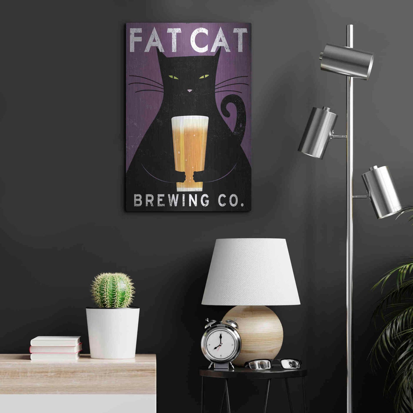 Luxe Metal Art 'Cat Brewing no City' by Ryan Fowler, Metal Wall Art,16x24