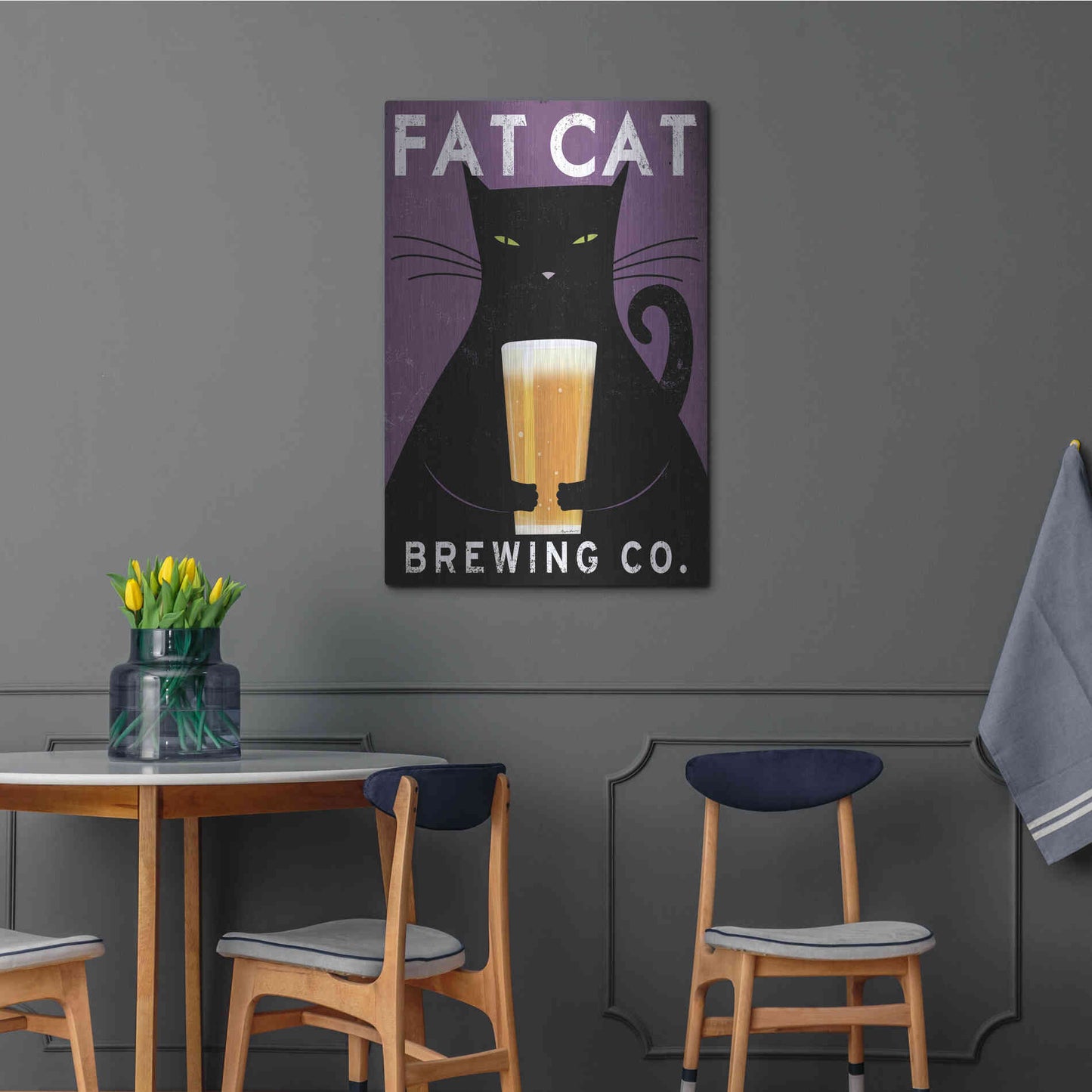 Luxe Metal Art 'Cat Brewing no City' by Ryan Fowler, Metal Wall Art,24x36