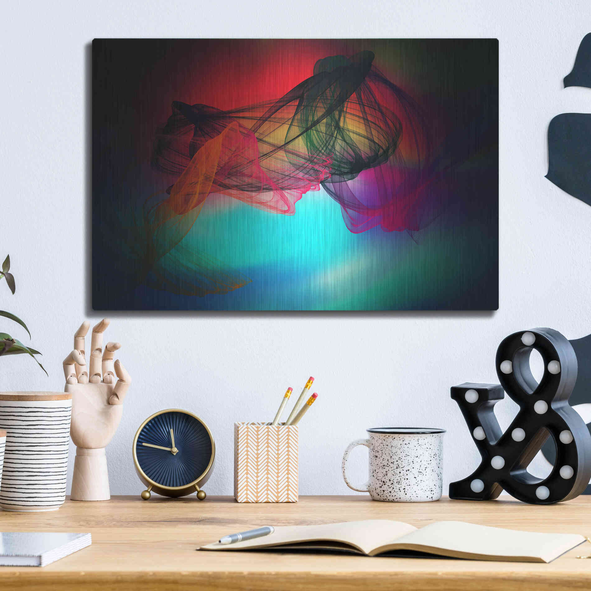 Luxe Metal Art 'Color In The Lines 25' by Irena Orlov, Metal Wall Art,16x12