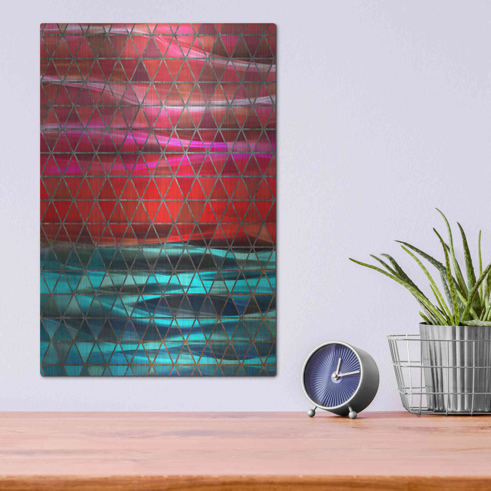 Luxe Metal Art 'Colorful Geometric Shapes' by Irena Orlov, Metal Wall Art,12x16