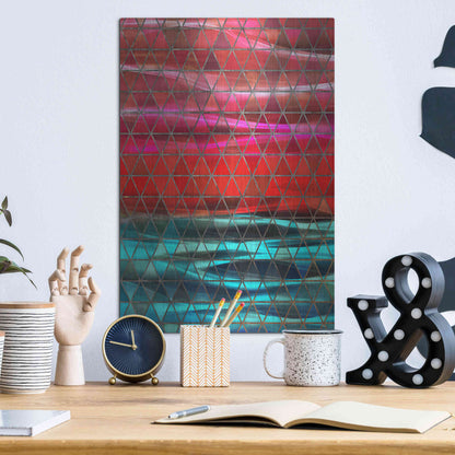 Luxe Metal Art 'Colorful Geometric Shapes' by Irena Orlov, Metal Wall Art,12x16